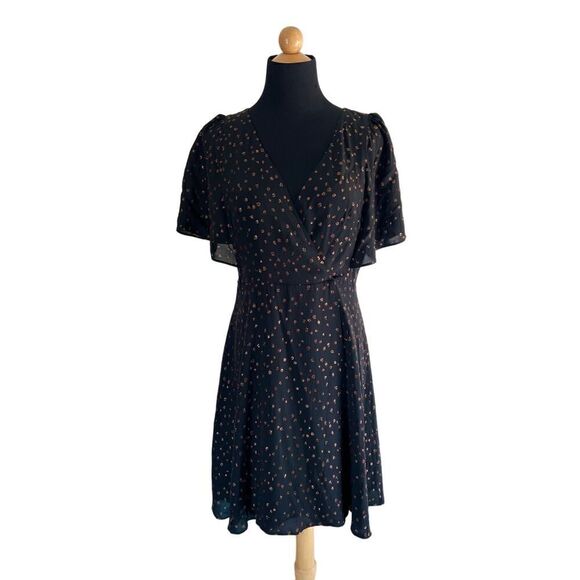 MADEWELL Cape-Sleeve Mini Dress in Metallic Dots Item AF239 Size 4 MSRP$ 148 - Picture 6 of 11